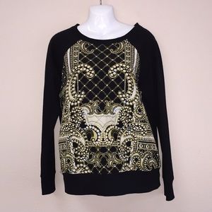 forever 21 Black Sweatshirt With Gold&White Detail